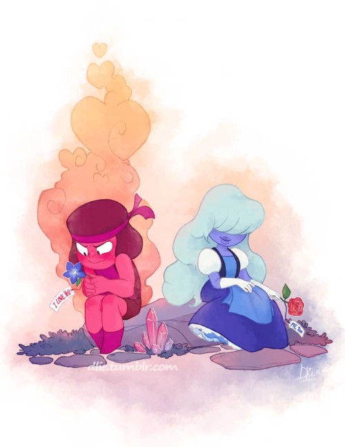 dlie: Rubies are Red Sapphires are BlueI love youDo you love me too? I ship these two they are 