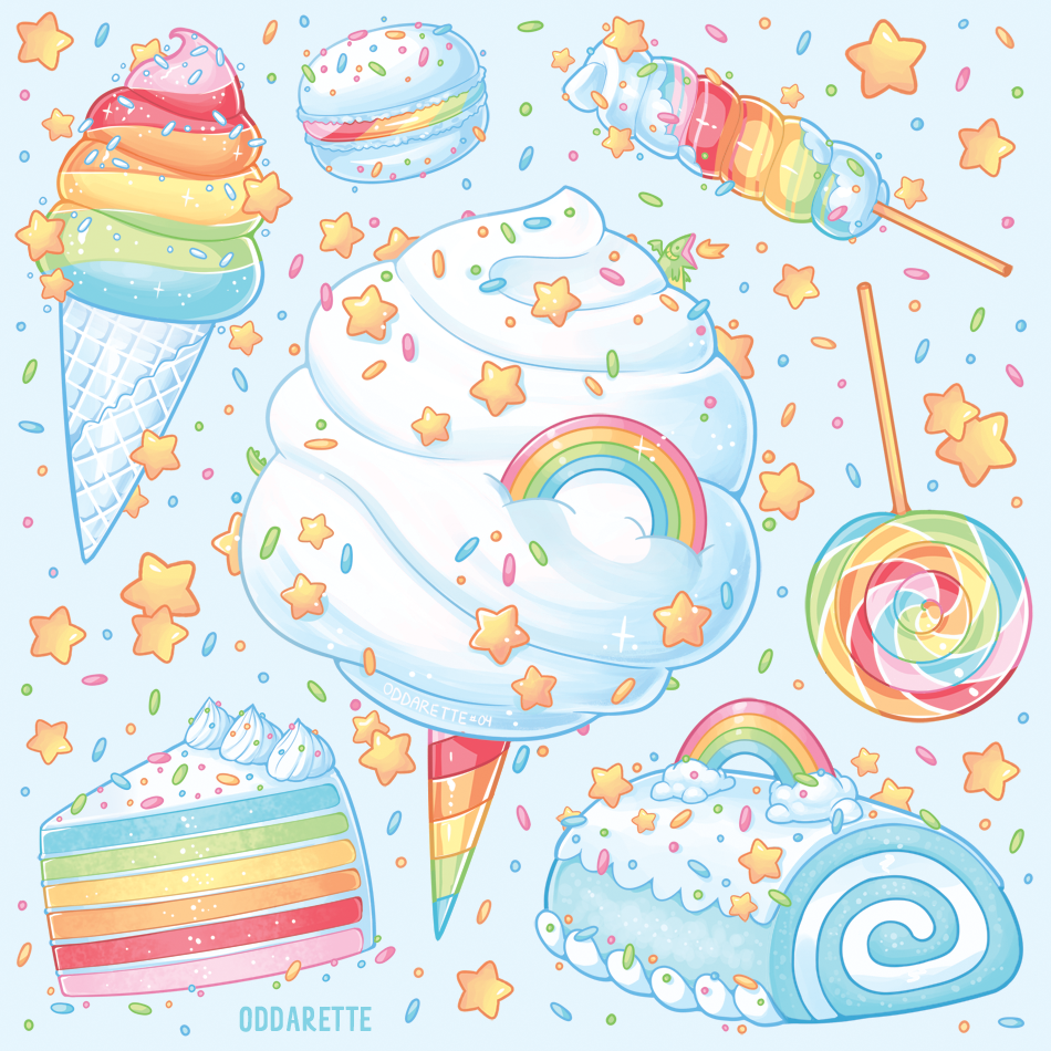 oddarette:I expanded on the rainbow cotton candy I drew. This aesthetic