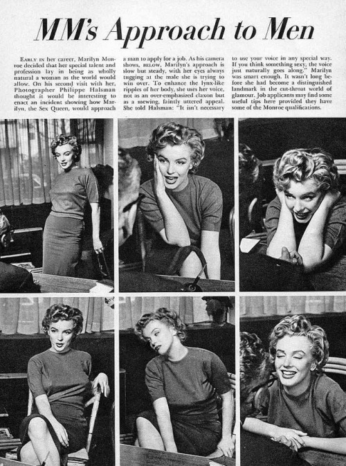 Marilyn Monroe teaches the Art of Seduction in this 1951 article. A bit more from this day a little 