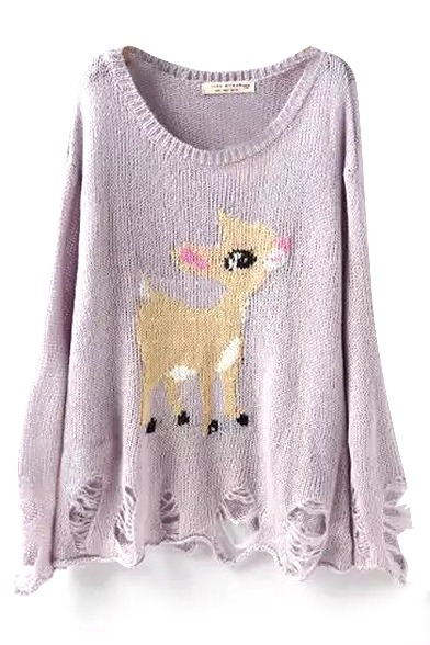 ohsointensecandy: Do you like these christmas deer pattern sweaters? Left  \  Right