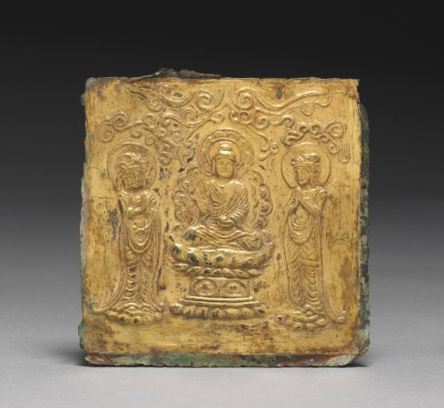 cma-korean-art: Plaque with the Image of Amitabha Triad, 676-935, Cleveland Museum of Art: Korean Ar