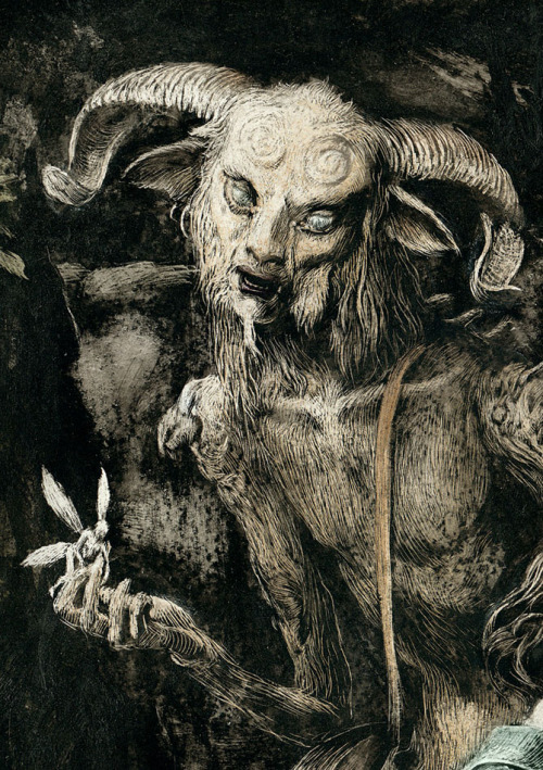 santiagocaruso:  Santiago Caruso : “ Pan’s Labyrinth I ” / Ink and scratching over paper / 2013 Book cover of an essay about Guillermo del Toro’s film by Mar Diestro-Dópido, published soon by BFI Film Classics & Palgrave Macmillan.