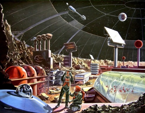 Moon base illustration from Das Neue Universum (The New Universe) by Klaus Bürgle (1958).