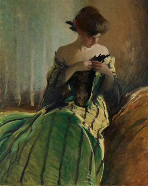 spoutziki-art:Study in Black and Green - John White Alexander (1856–1915) The Metropolitan Museum of