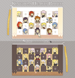 dearprotagonist:    My Kingdom Hearts double-sided pouch is now available for purchase here in my shop! They’re made of faux leather and come with a shimmery gold strap!