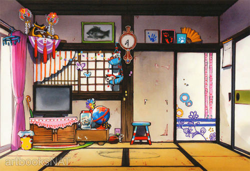 artbooksnat:Mawaru Penguindrum (輪るピングドラム) finished background art of the Takakura household, by art 