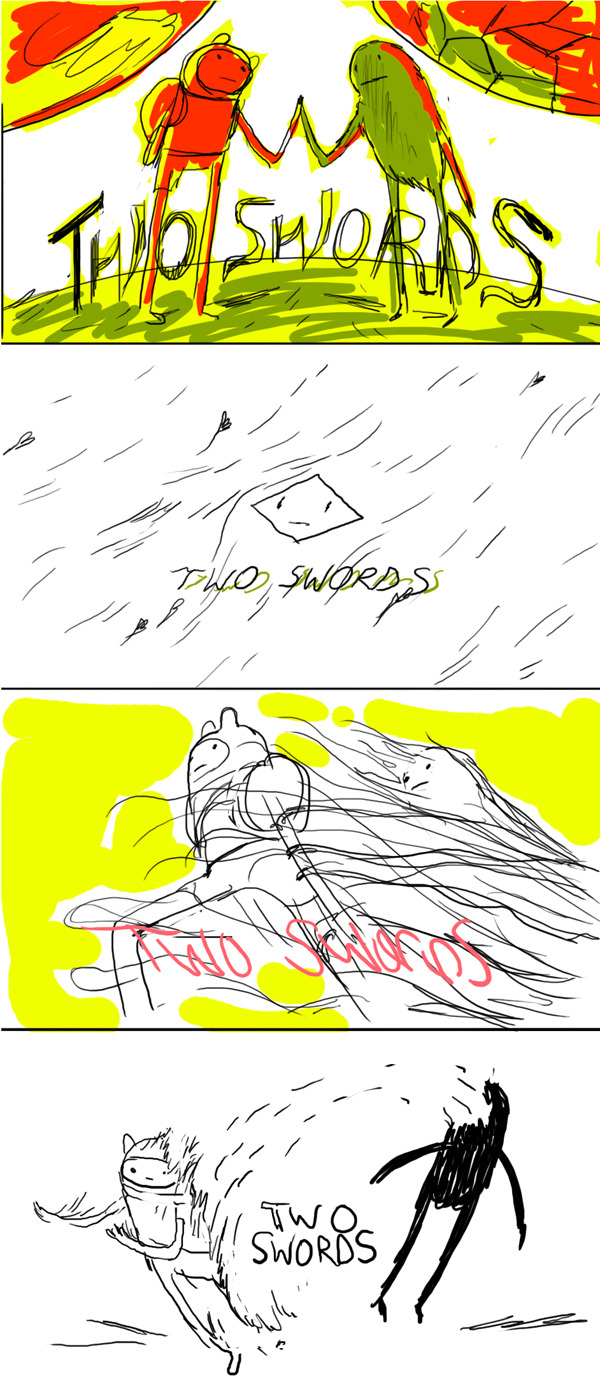 Two Swords title card concepts by character &amp; prop designer Michael DeForge