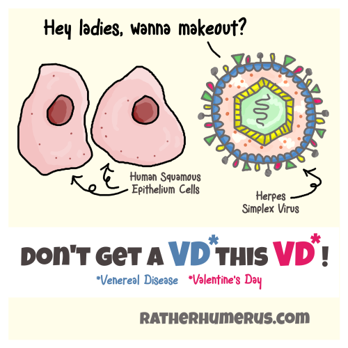 ratherhumeruscomics:tumblr | facebookRather Humerus: Have a great VD everyone! Spread the love, not the infections! ;)