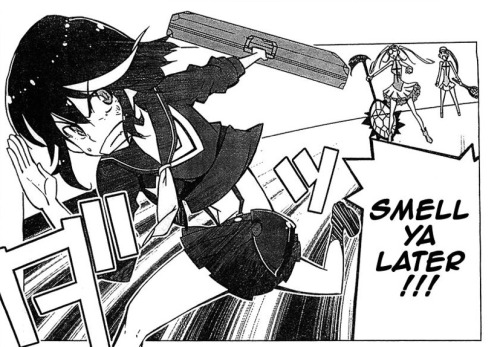 actualryuko:  please look at this panel of ryuko matoi saying smell ya later  hehe X3