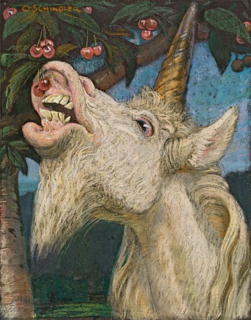 oldpaintings:Unicorn, 1897 by Osmar Schindler (German, 1867–1927)