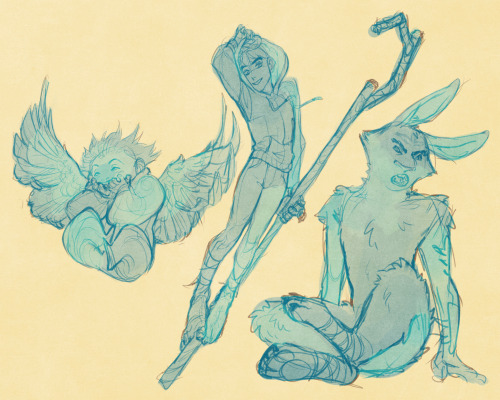 sandflakedraws:doodleoodle. trying to get back in form with these characters. my style’s been changi