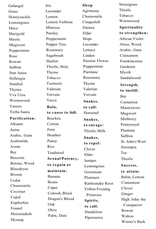 grim–witch: a reference for herbs and their magical uses !! source :: Cunningham’s Encyclopedia of M