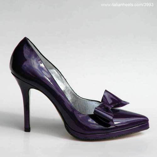 Violet patent leather 4inch high heels stiletto bow shoes. 100% Italy. www.Italianheels.com/3993 #hi