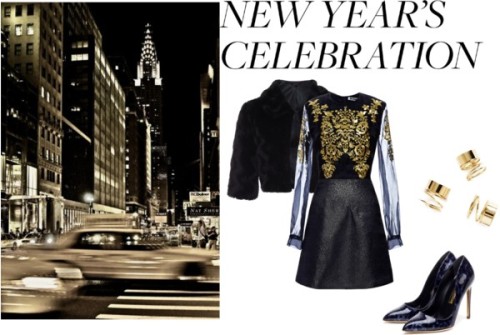 New Years in the City by nataki-hemmings featuring navy blue patent leather shoesVilshenko blue mini