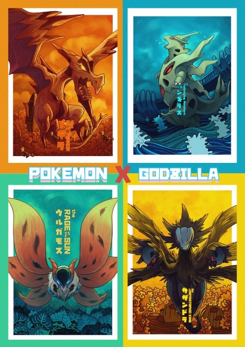 POKEMON GODZILLAMy reimagine Godzilla Movie Posters in PKMN vision 