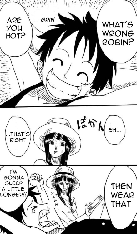 freckledbastard:  There I was, minding my own business when suddenly intense Luffy and Robin nakama feels hit me. That’s a lie. I always have feelings for these two. Only Friends Are Allowed To Touch Luffy’s Hat. 