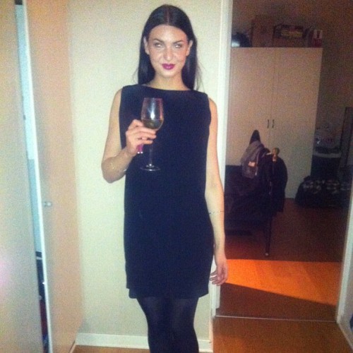 #me #tinight #swedish #girl #woman #black #dress #white #wine #party #brunette #longhair #fashionist