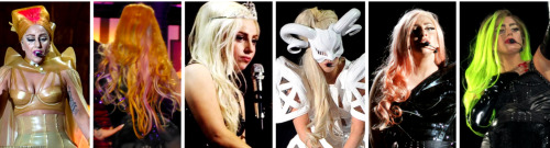 marrythenightbtw:  Born This Way Ball hair evolution (2012-2013) 