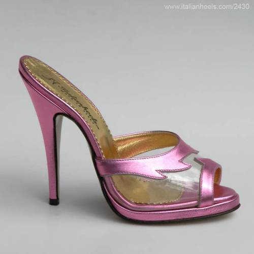 Pink leather 5inch high heels mule slippers www.Italianheels.com/2430 #highheels #heels #italianheel