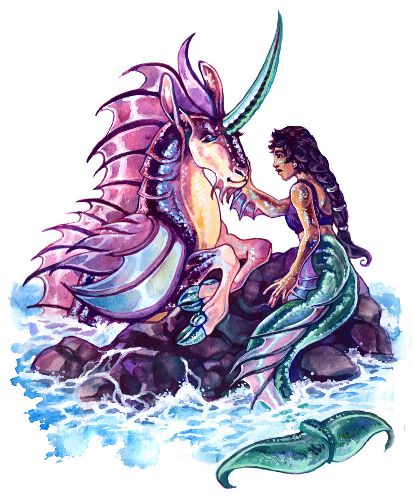 blakealexanderdowning: More unicorn Mermay. c: This time with an actual mermaid. 