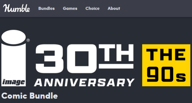 banner for humble bundle's comics bundle celebrating image's 30th anniversary with a collection of 90's comics