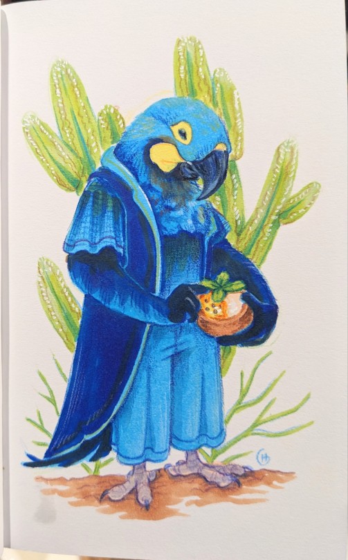 Avian August Day 20 - Lear's Macaw With Passion Fruit Tart
