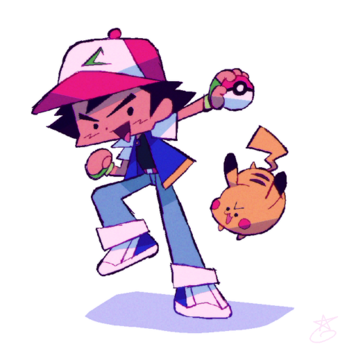 memedokies:ash and pikachu!!! ⚡