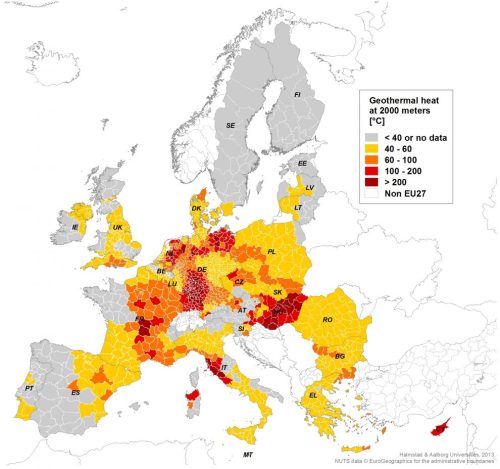 mapsontheweb:Geothermal potential of EU countries (heat at -2000 m in °C) 