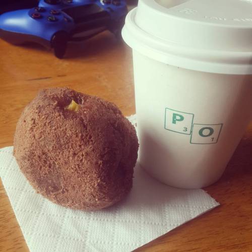 Pre-donuts-and-coffee donut and coffee. #properordercoffeeco