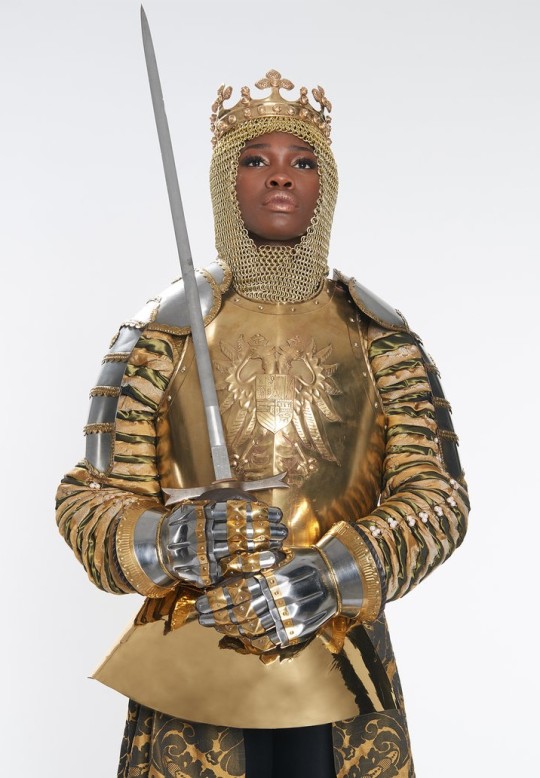 flamejob:ruby commey as germania (rammstein - “deutschland”) // lil kim as joan of arc (flaunt magazine)