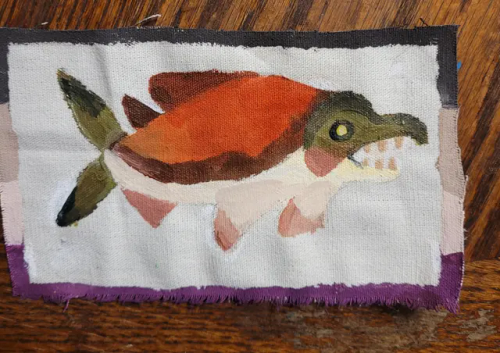 Hand Painted Sockeye Salmon Patch !!! Love These Fellas Sm +The Original Idea!!! Gave Up On The Spades