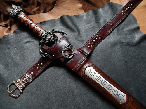 A recently completed scabbard commission for the Albion Conan series Father&rsquo;s sword.