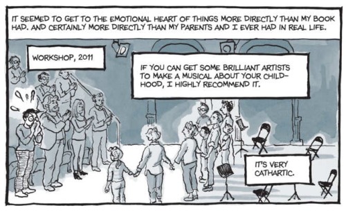 fun-home:  “Last year, Alison Bechdel’s comic-book memoir Fun Home became an extraordinarily moving musical at the Public. To mark its transfer uptown to Circle in the Square (where it opens on April 19), we asked Bechdel about seeing herself, her