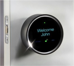 8bitfuture:  Goji Smart Lock is watching you. The smartphone activated lock features a built in camera, which can be set to provide photos to your phone in real-time as people unlock the door. The Goji app allows you to send virtual keys to anyone with
