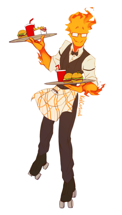kelcasual: *thinks about Grillby in roller skates for .5 seconds* WHELP. I guess my portfolio work c