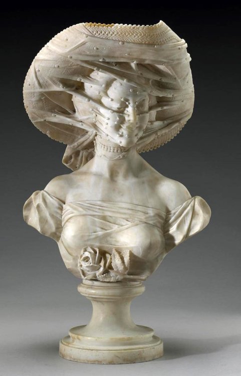 Bust of a veiled Lady by Emilio Fiaschi  (Italian, fl. late 19th / early 20th century)