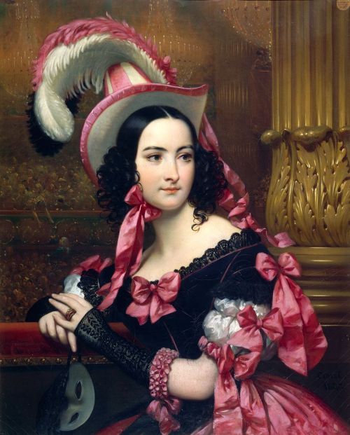 womeninarthistory: La Vénitienne au Bal Masqué, Joseph Desire Court- 1837 gothiccharms