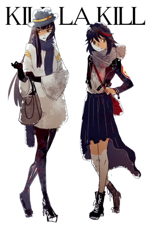 rockets:  sketched some satsuki and ryuko in modern fashion <3 