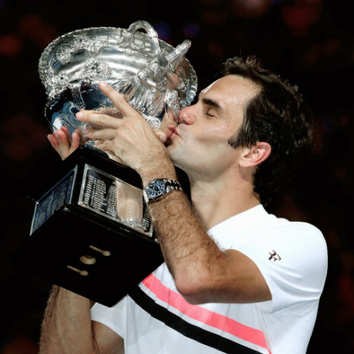 oliviergiroudd:Roger Federer of Switzerland poses with the Norman Brookes Challenge Cup after winnin