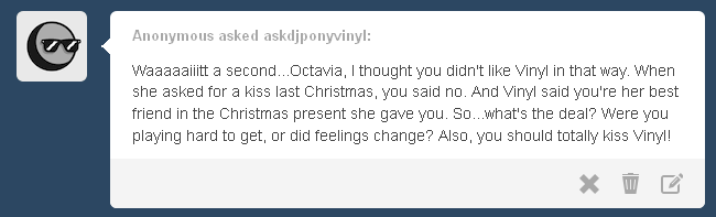 askdjponyvinyl:  Let’s say that Octavia started to like Vinyl more than friend