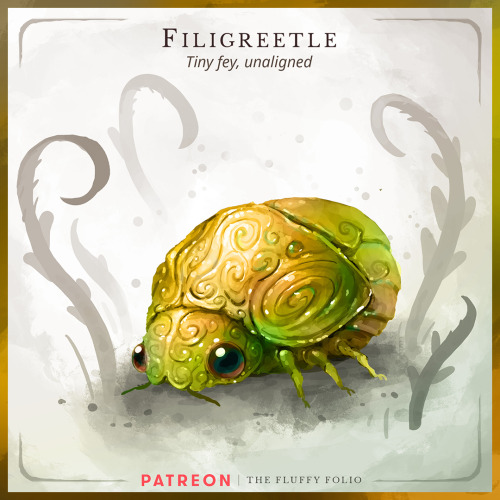Filigreetle – Tiny fey, unalignedBeautiful on the outside, tainted by dark magic on the inside. Whil