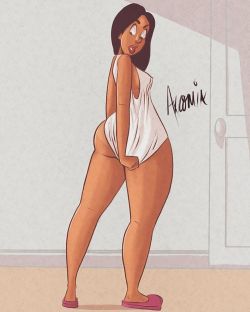 axart:  How my girl need to be walking round the house right  now… A beater and sum slippers… Possibly sum socks #axcomix #thicktoons #curvytoons #tshirtandnopantieson