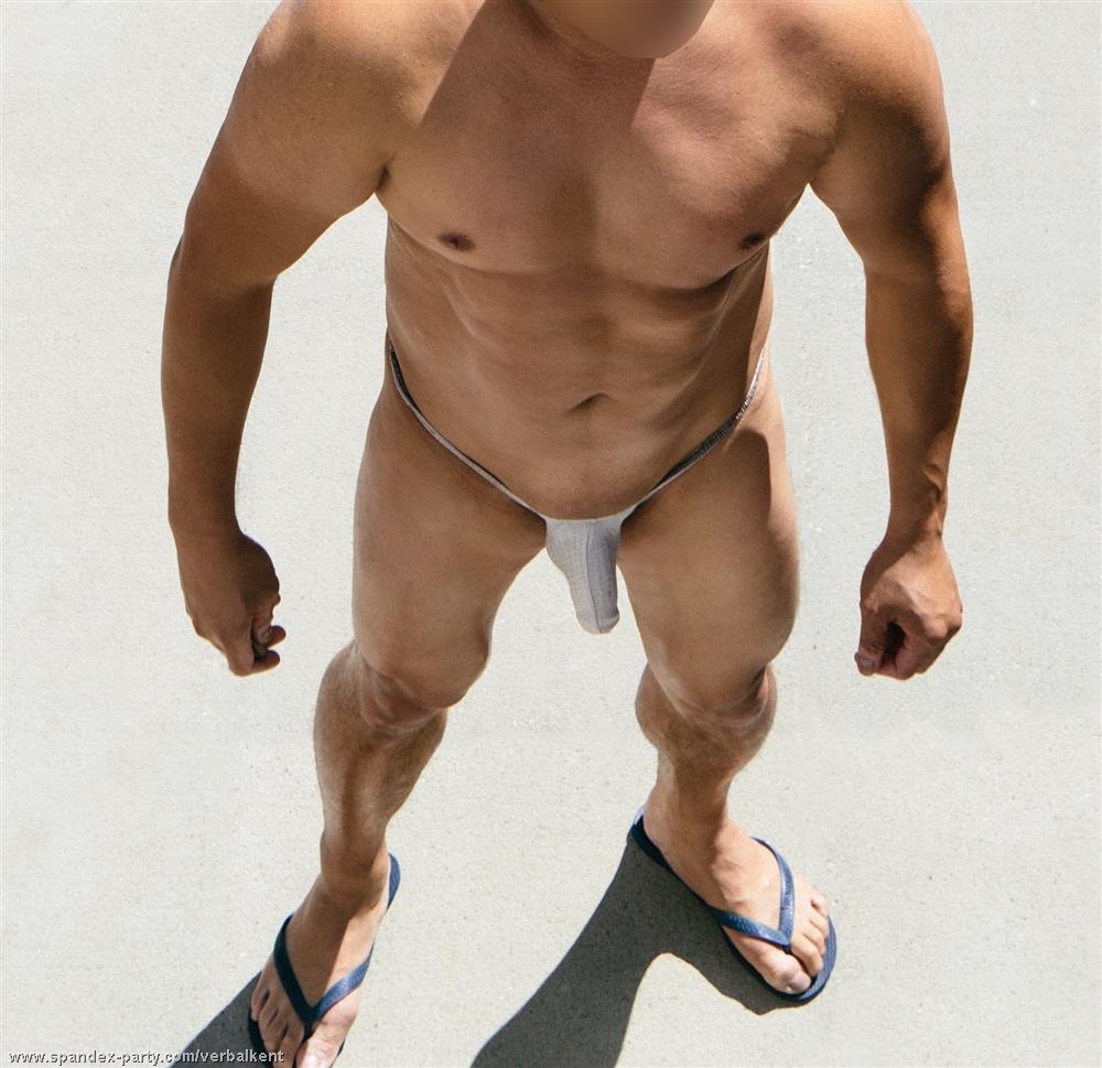 thong-jock:  Hot muscle buddy who knows how to wear micro swimwear and loves showing