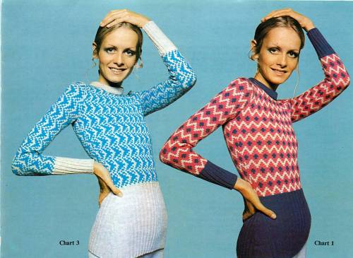 vintageeveryday:The Twiggy Book of Knitting Machine Patterns (1970)These are fantastic