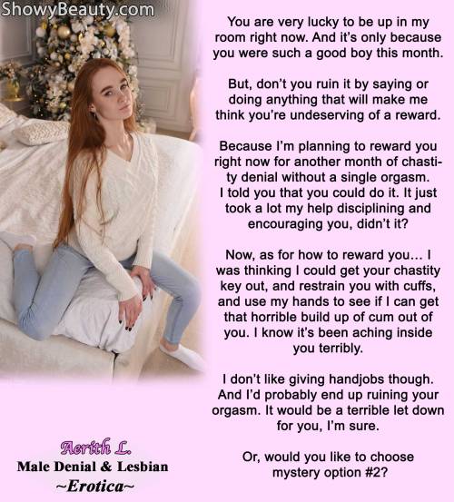 If you enjoy my captions, check out my Male Chastity and Lesbian Denial Books:www.smashwords