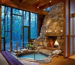 discoverlavish:  Luxury Hot Tub and Fireplace
