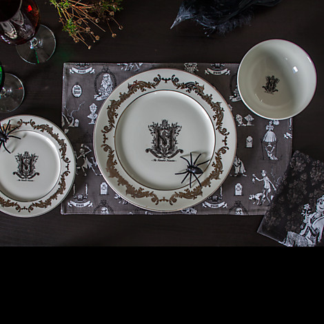 disneyshopping:  The Haunted Mansion Dinnerware Collection  Eat up ghoulish memories of your favorite attraction when your meals are served in this Haunted Mansion dinner set. Elegantly crafted in porcelain, the dishes feature Master Gracey’s monogramed