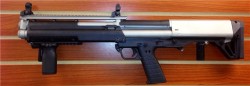 gunrunnerhell:  Kel-Tec KSG The bullpup, twin magazine tube fed 12 gauge shotgun from Kel-Tec. The KSG only recently has been offered in different finish options, prior to that it was just all black. The dual tone Cerakoted titanium finish is one of the