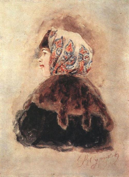 artist-surikov: Head of young lady, 1890, Vasily Surikovhttps://www.wikiart.org/en/vasily-surikov/he