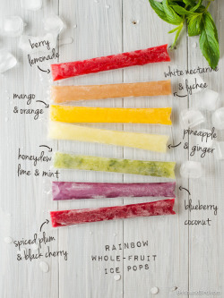 sweetoothgirl:    Rainbow Whole-Fruit Popsicles (Ice Pops)   
